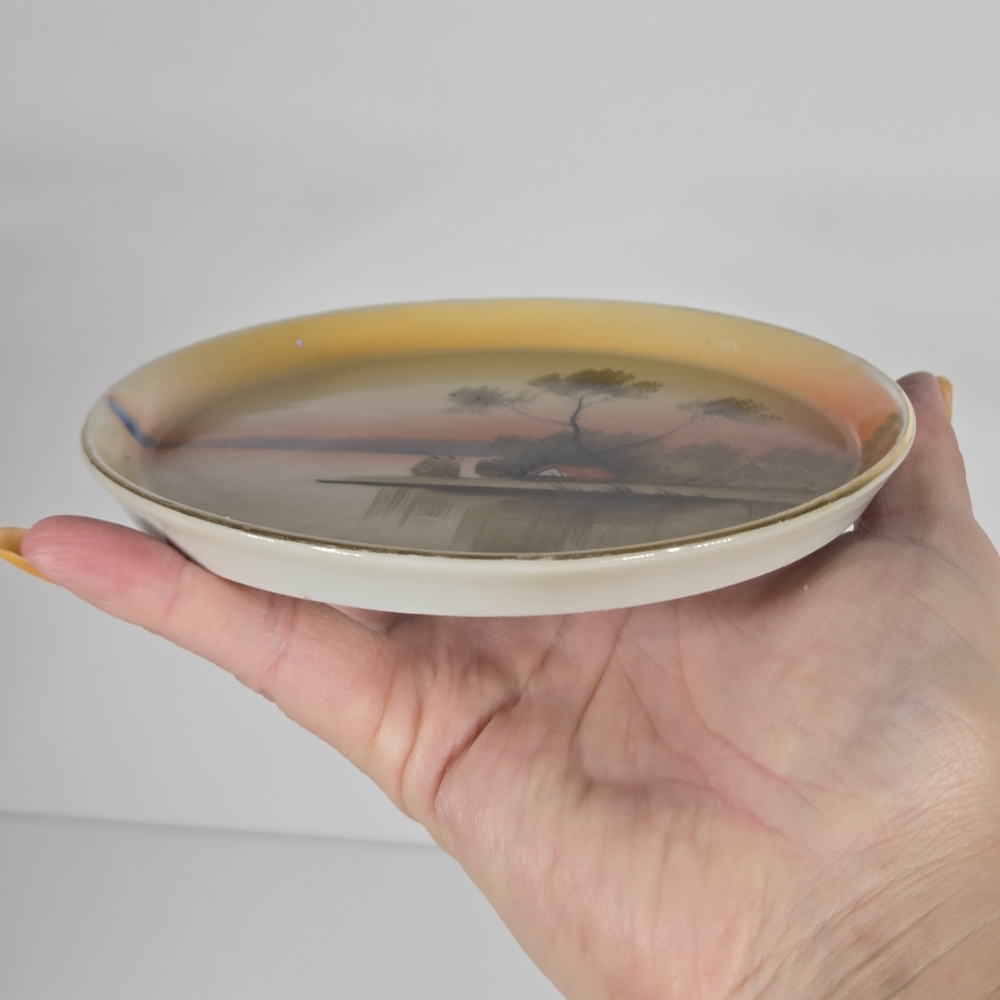 Antique Porcelain Made In Japan Tree In The Meadow Trinket Dish Catchall Japan - Picture 16 of 17